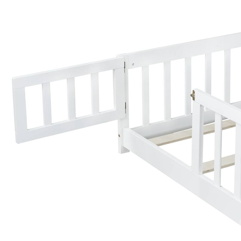 Queen Size Floor Bed with Door and Safety Guardrails