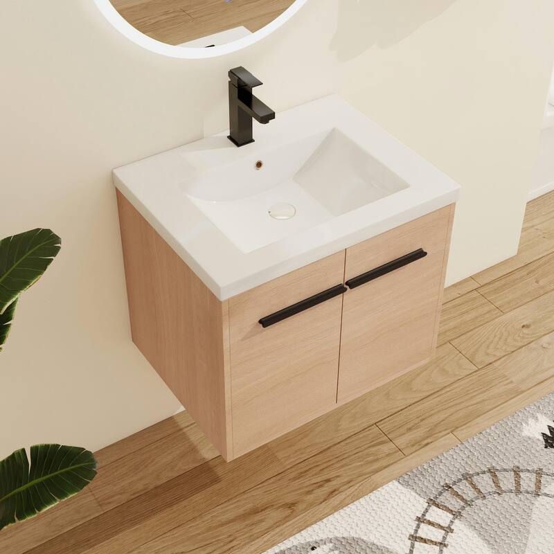 Malwee 24"/30"/36" Floating Bathroom Vanity, Wall Mounted Bathroom Vanity with Sink and Soft Close Doors