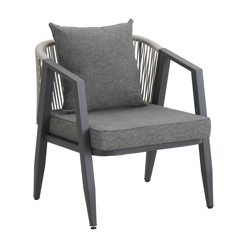 Durable Outdoor Seating Set with Iron Frame Cushions and Table for Patios Lawns and Poolsides Gray