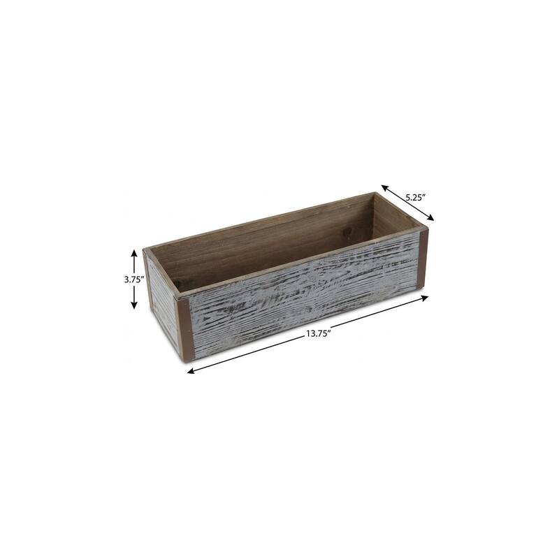 HomeRoots Gray Wood 151 Ounce Rectangular Distressed Planter Box - 13.75 in. x 3.75 in. x 5.25 in.