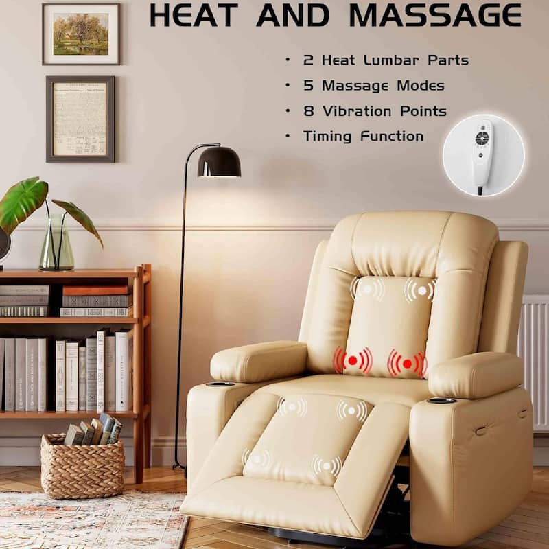 Oversized Power Lift Recliner Sofa Chair with Heat & Massage for Living Room, Bedroom