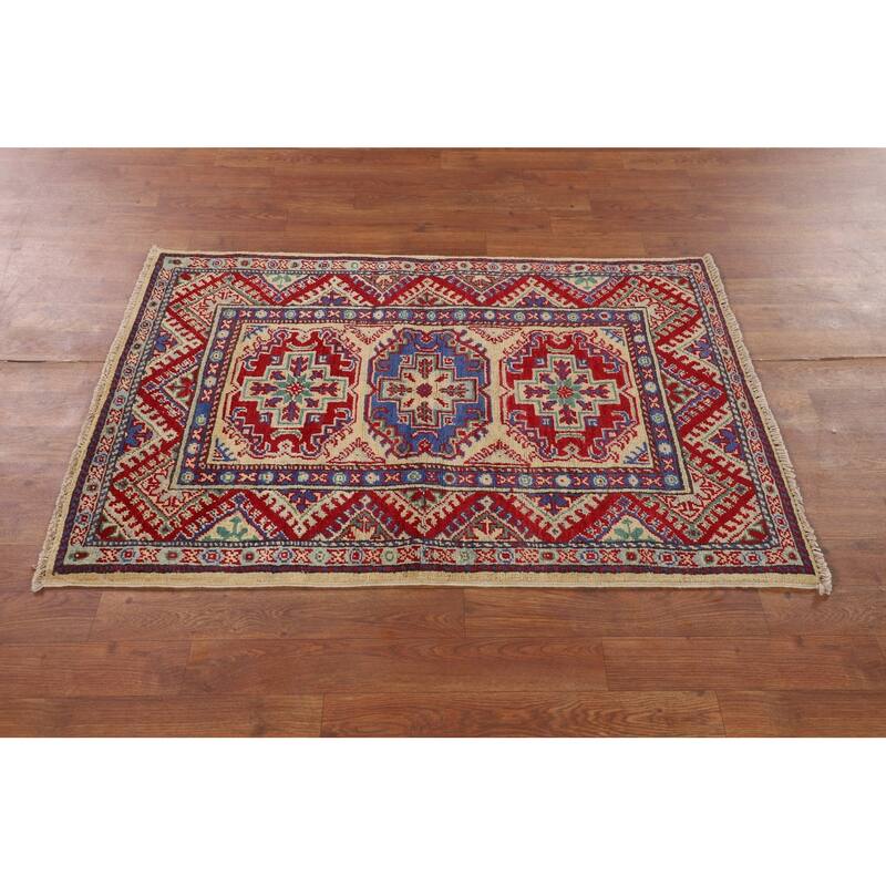 Kazak Accent Rug Handmade Oriental Wool Carpet - 2'8" x 4'0"