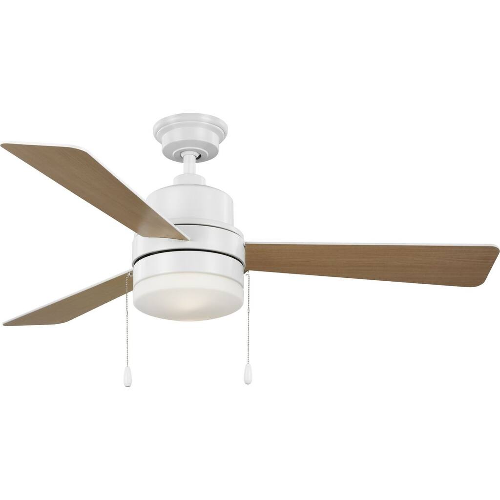 Trevina V 52 in. LED Indoor Satin White Modern Ceiling Fan with Light Kit and White Opal Shade - Medium