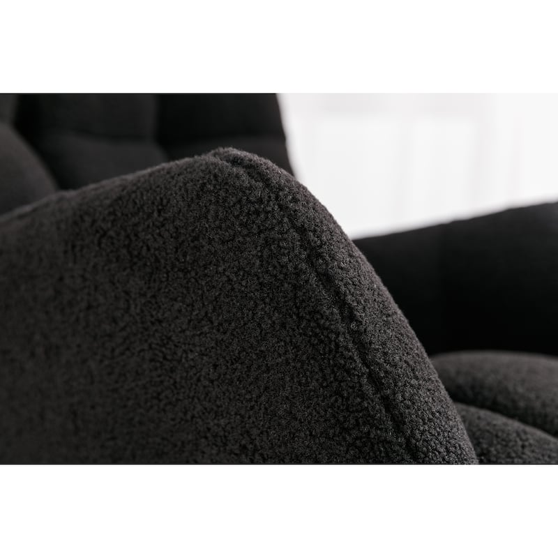 Black Teddy 31.5" High Back Buttons Tufted Rocking Chair