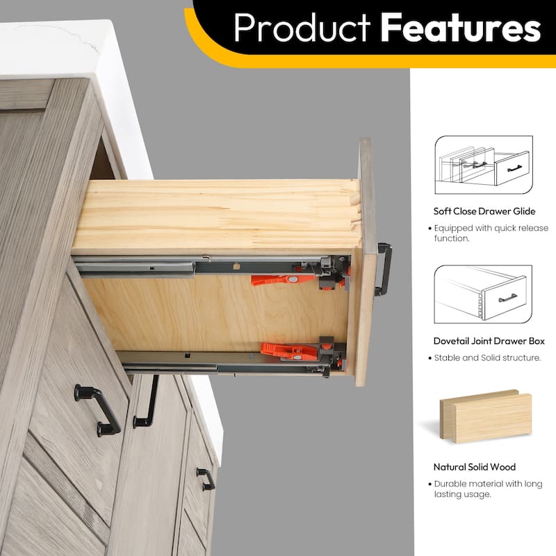 Leon 48 in. Single Bathroom Vanity with Composite Stone Top