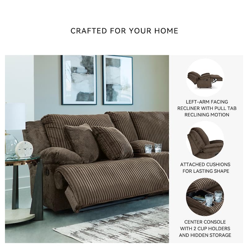 Signature Design by Ashley Top Tier 3-Piece Reclining Sectional with Chaise - 105"W x 74"D x 41"H