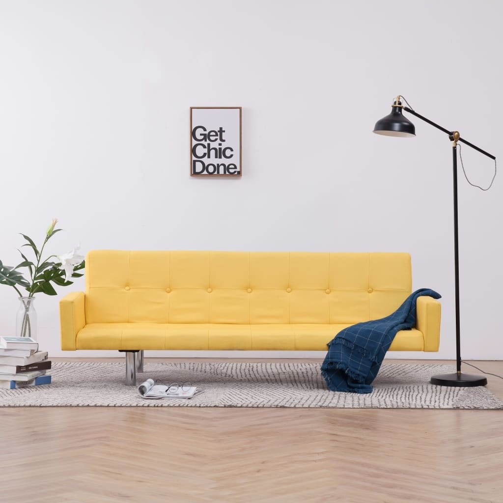 Global Pronex Sofa Bed with Armrest Yellow Polyester