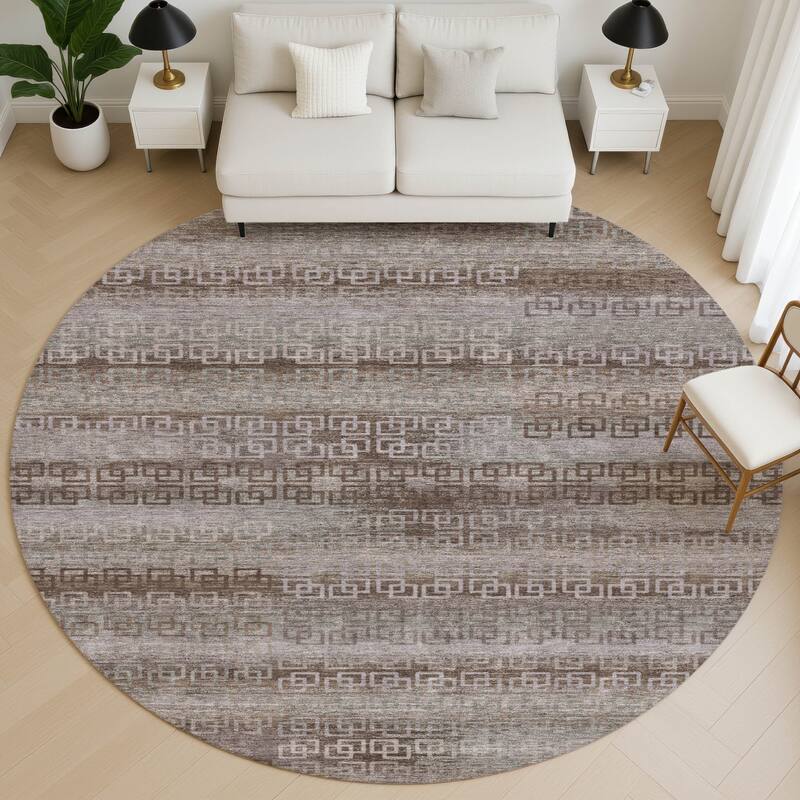 Premium Washable Super Soft Modern Stripe Mayfield Rug - Chocolate - 8' x 8'