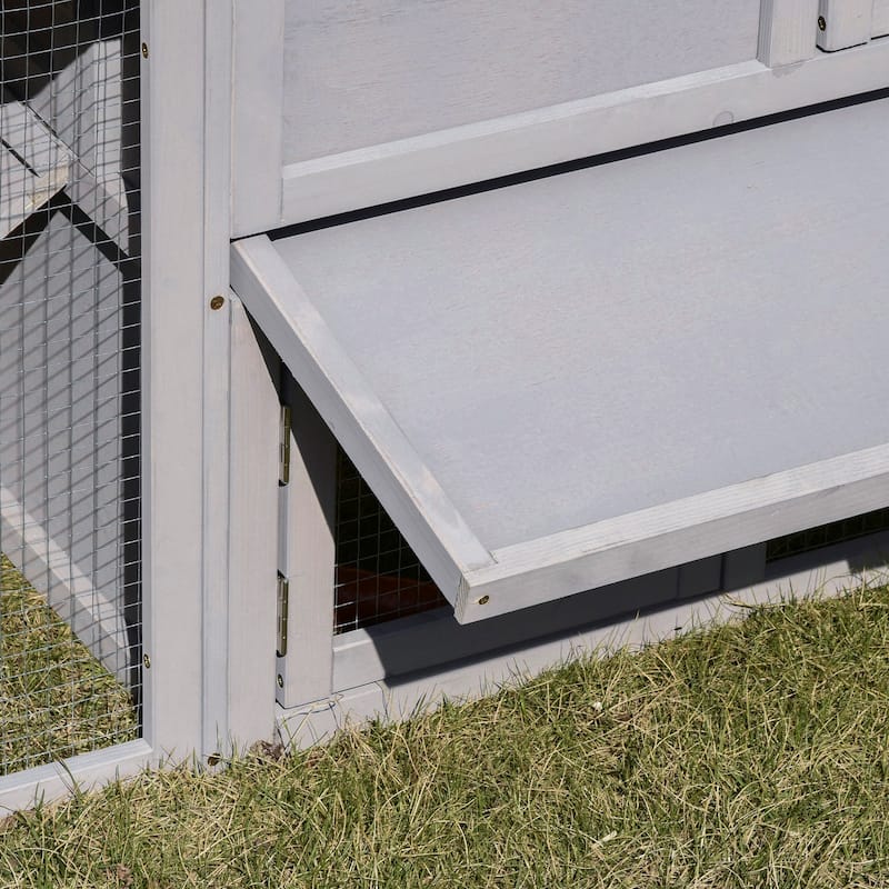 PawHut 83" Wooden Rabbit Hutch Large Bunny Hutch House with Double Run, Removable Tray and Waterproof Roof for Outdoor
