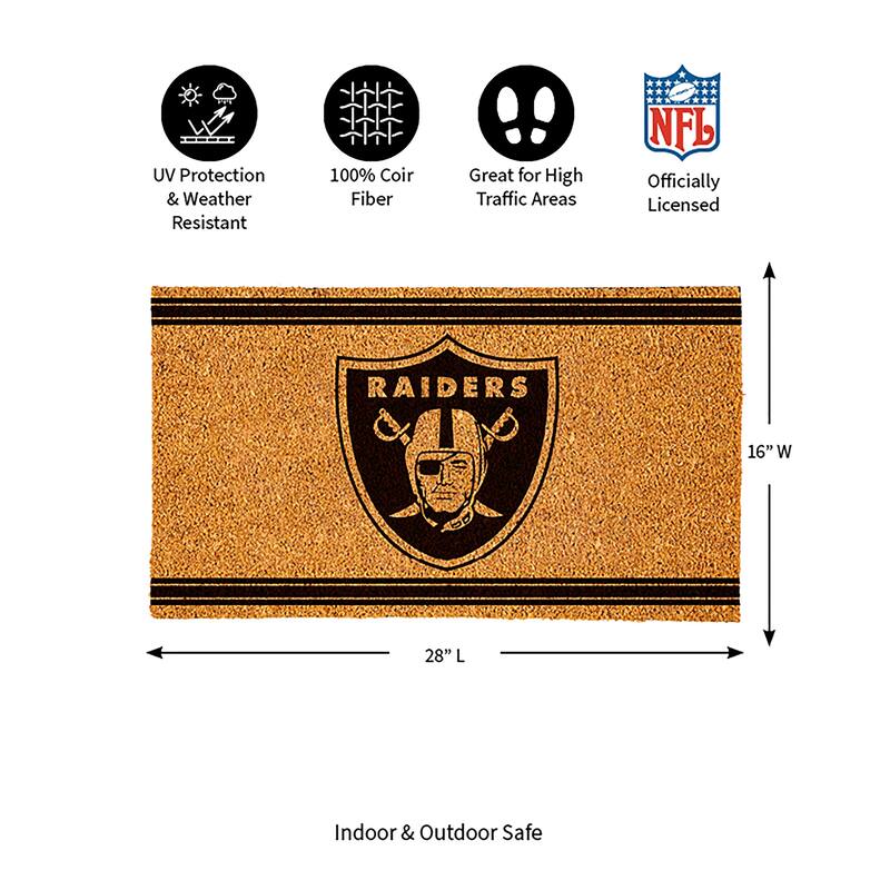 Las Vegas Raiders Monochrome Indoor/Outdoor Coir Door Mat