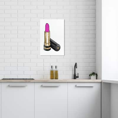 Wynwood Studio Canvas Fashion and Glam Very Pink Lipstick III Gold and Metallic Gold Glam Wall Art Canvas Print