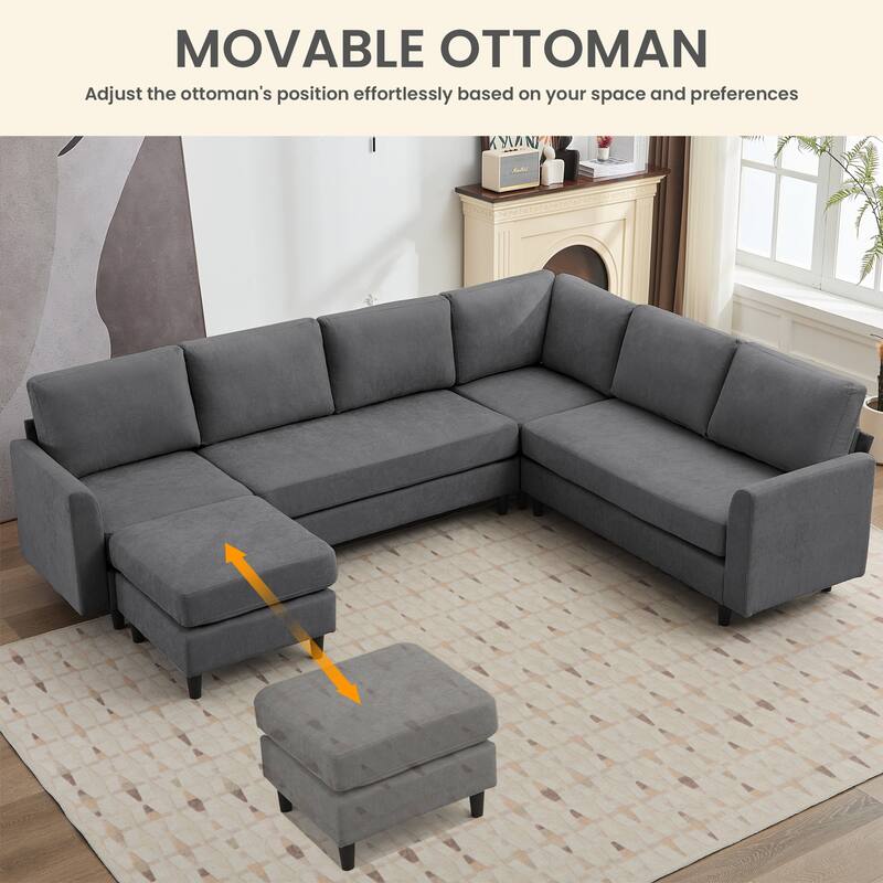 Snow Velvet Sectional Sofa