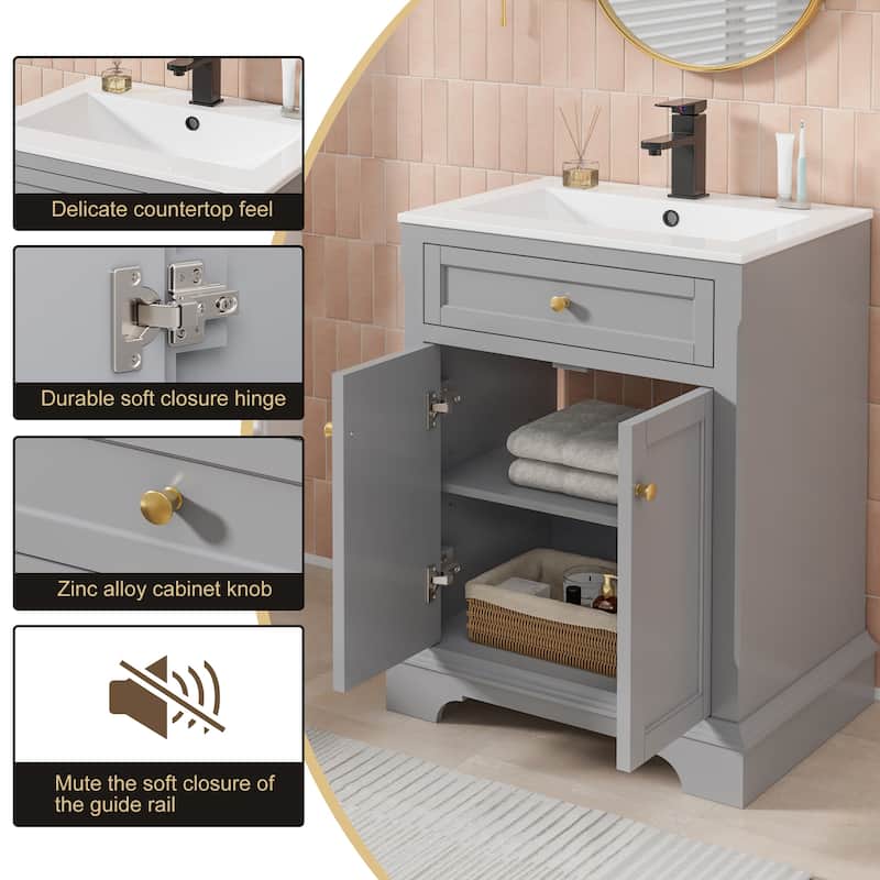 Retro Bathroom Vanity W/ Drop in Sink Combo Cabinet Set