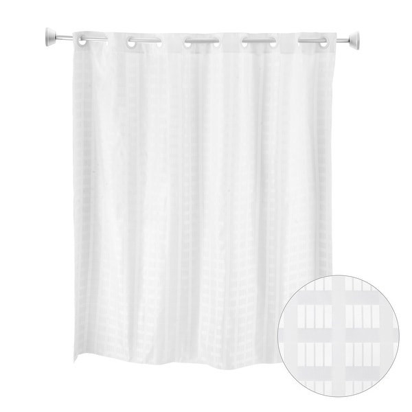 No Hooks Required Slub Textured Shower Curtain with Snap-in Liner Set - 71W x 86L - Black