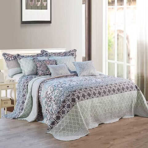 Serenta 9-pc. Cal King Printed Striped Cotton Blend Bed Coverlet Set