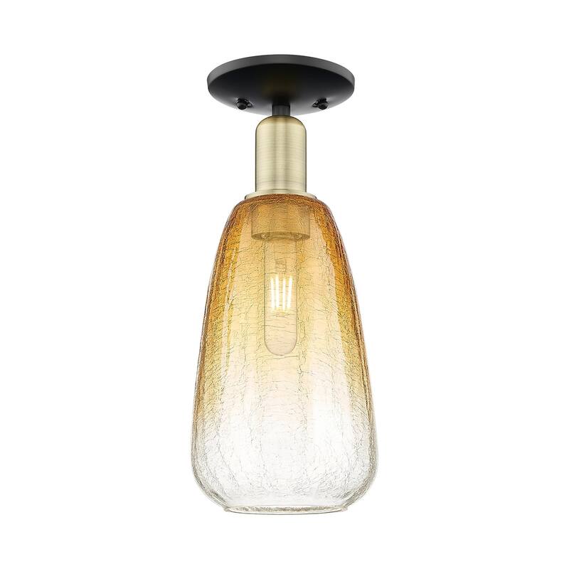 Innovations Lighting 716-1C-15-6 Brookhaven Almond Semi-Flush - Black Antique Brass / Amber