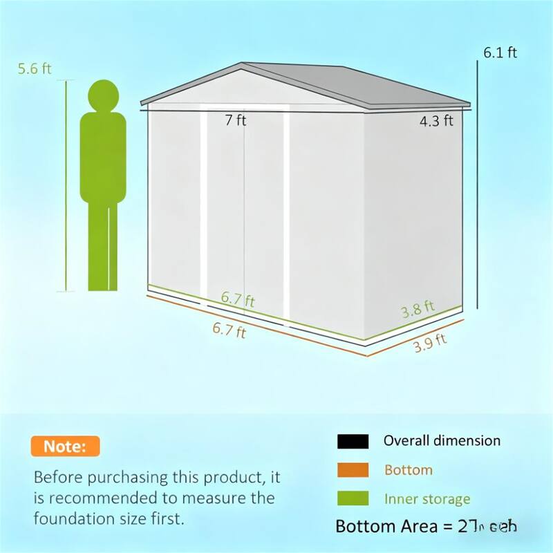 Garden Outdoor Storage Shed Metal Garden Tool with Sloped Roof