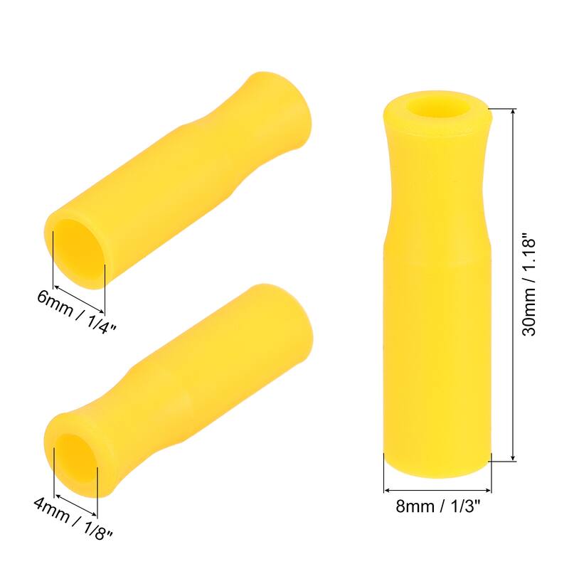 8pcs Silicone Straw Tips for 1/4 Inch OD Stainless Steel Straws - Yellow - 6mm