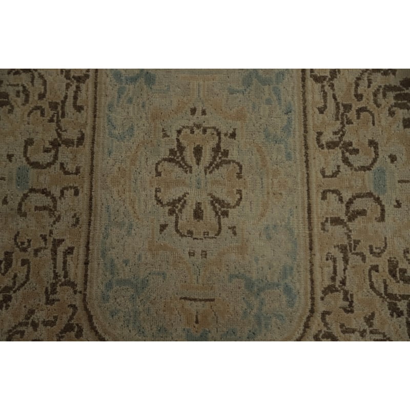 Hand Knotted Oriental 100% Wool Carpet Traditional Medallion Greys & Charcoal Kerman Area Rug - 12' 4'' X 9' 8''
