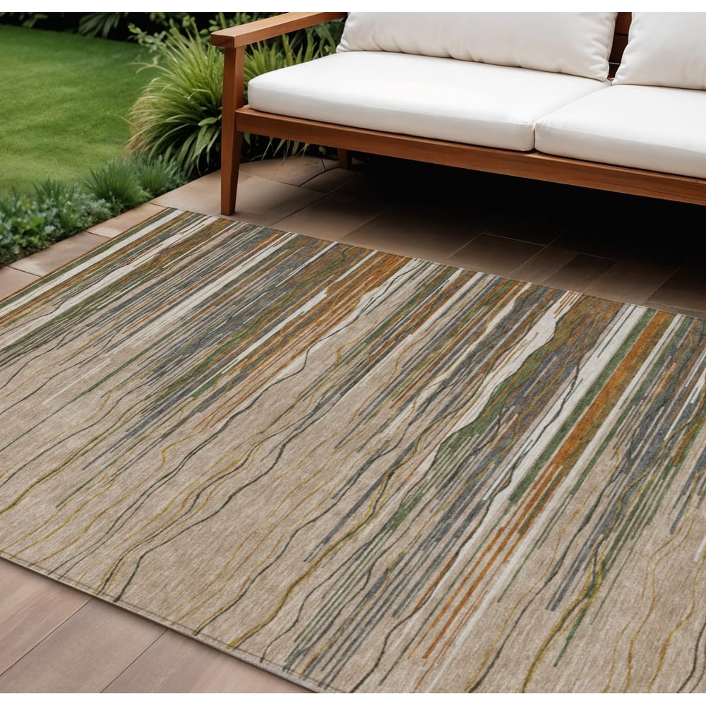 HomeRoots Striped Transitional Rectangle Outdoor Rug