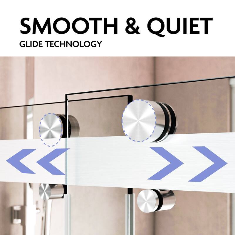 VS Series 68" - 72" W X 78" H Soft Closing Frameless Double Sliding Shower Doors With 3/8" Tempered Clear Glass