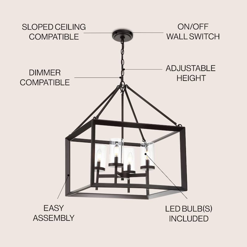Gloria 12" 3-light Metal/Glass LED Pendant, Oil Rubbed Bronze by JONATHAN Y