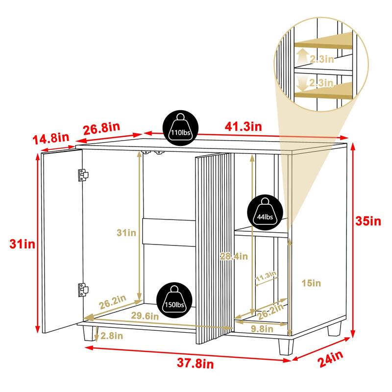 VEIKOUS Cat Litter Box Furniture, Multifunctional Cat Litter Box Enclosure with Scratch Board - 41.3''×26.8''×35''
