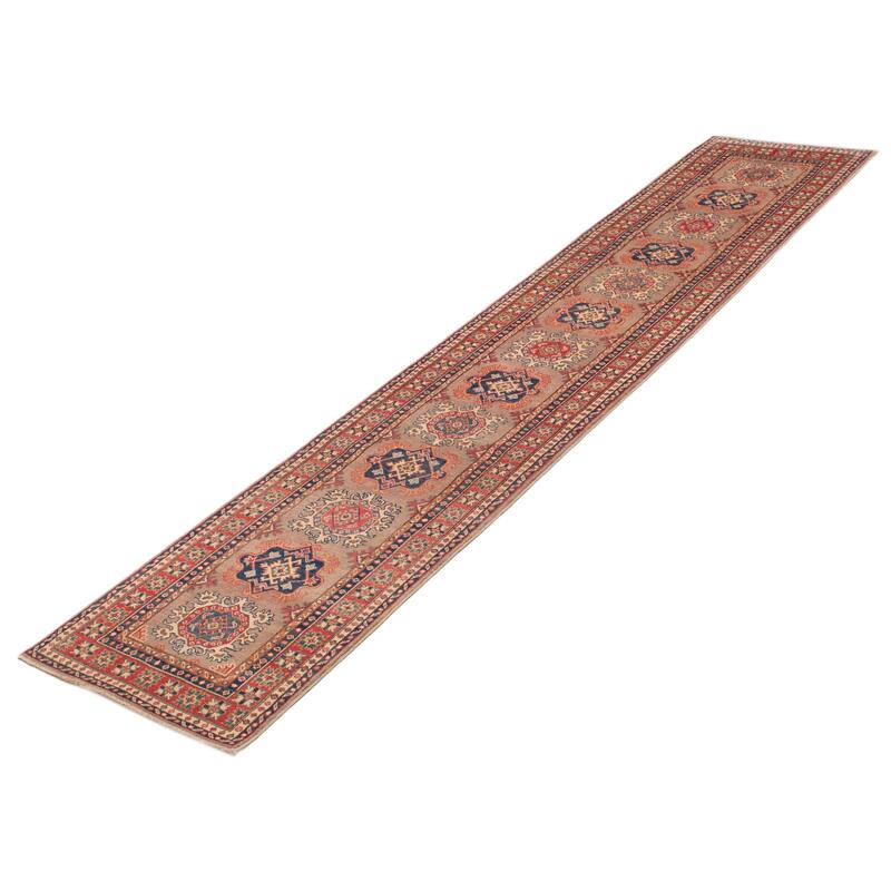 ECARPETGALLERY Hand-knotted Uzbek Ghazni Taupe Wool Rug - 2'7 x 12'10