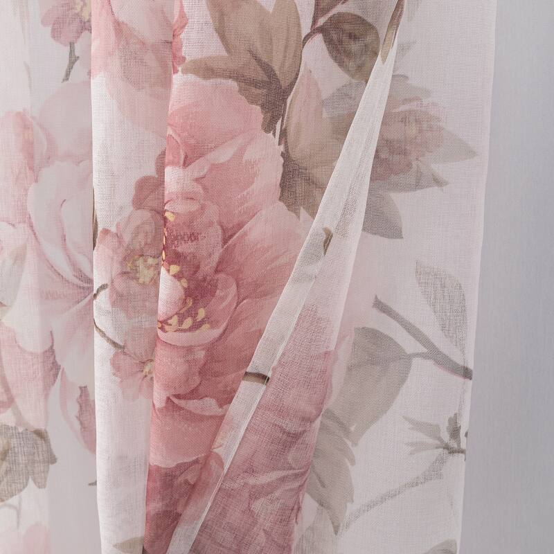 Ellie Floral Sheer Window Curtain Panel 84 inch or 95 inch
