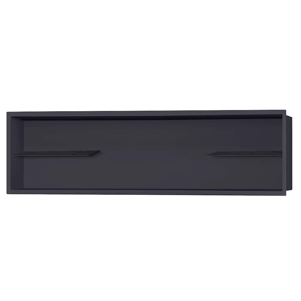 12-in x 48-in Ultra-thin Frame Recessed Stainless Steel Shower Niche with 2-Accessory Shelves Matte Black