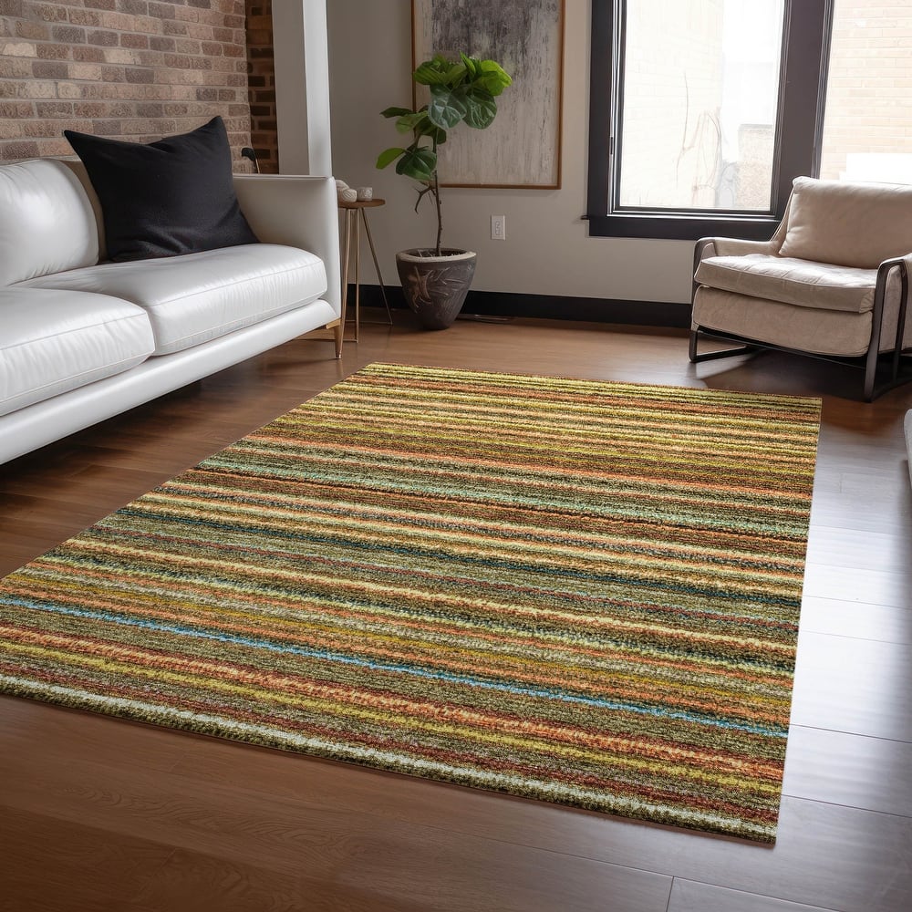 Machine Washable Indoor/ Outdoor Chantille Stripes Rug
