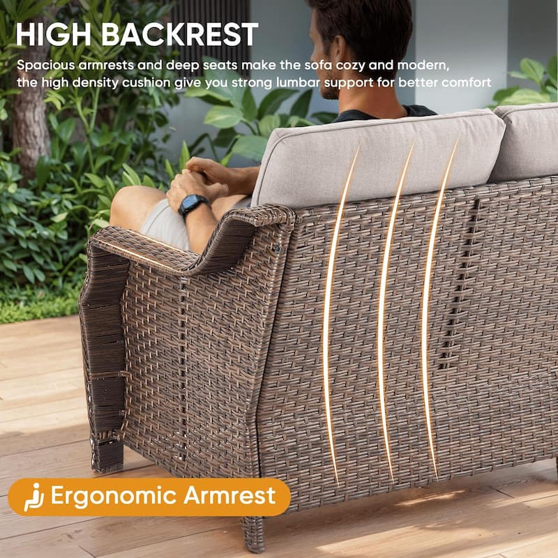 6PCS Outdoor Sofa Glider Chair with Ottoman