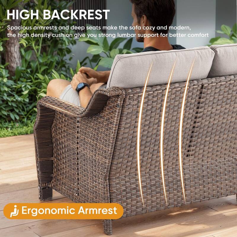 7PCS Outdoor Sofa Glider Chair Table with Ottoman