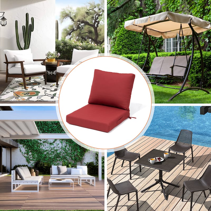 24''x24'' Outdoor Patio Seat Cushion Set with Removable Cover