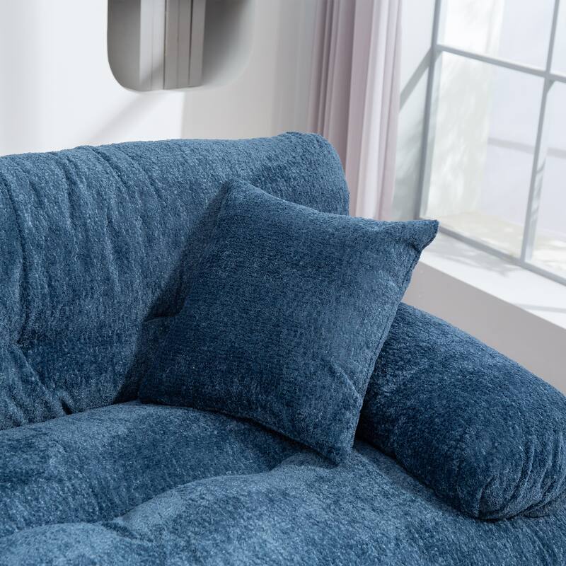 Two-seat Modular Blue Chenille Sofa for Living Room
