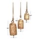 preview thumbnail 16 of 77, Gold, Gray, Bronze, Black or Red Metal Tibetan Inspired Decorative Cow Bells with Jute Hanging Rope (Set of 3)