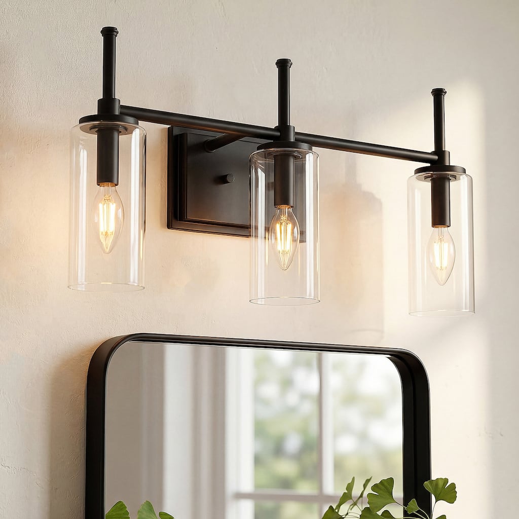 3-Light Bathroom Vanity Light with Clear Glass Shade
