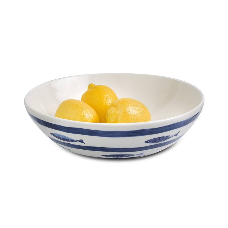 Euro Ceramica Mediterranean Sea Fish 11'' Round Serving Bowl
