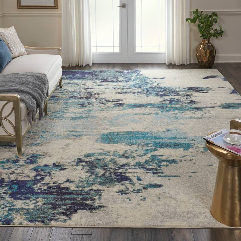 Nourison Modern Abstract Sublime Area Rug - 10' x 14' - Ivory/Blue - Runner/Rectangle