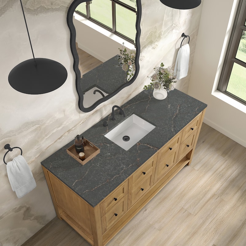Breckenridge 60" Single Vanity, Light Natural Oak, w/FreePower Wireless Charger