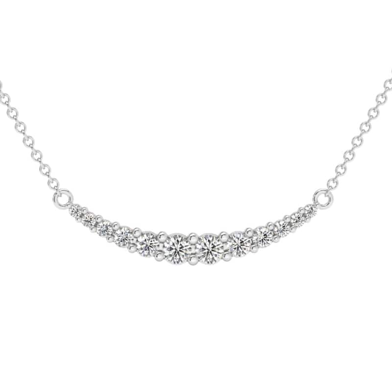 1/2Ct TW Diamond Graduated Bar Necklace Gold Lab Grown Pendant 28mm