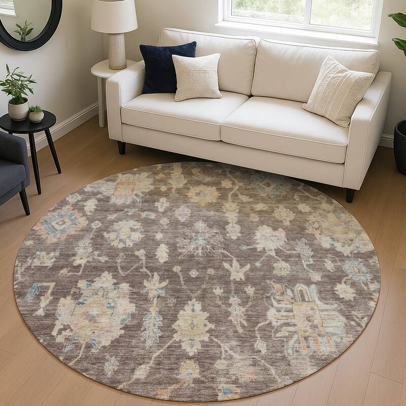Machine Washable Indoor/ Outdoor Casual Traditional Chantille Rug