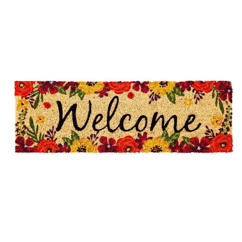 28 in. x 9 in. Floral Framed Welcome Kensington Switch Mat