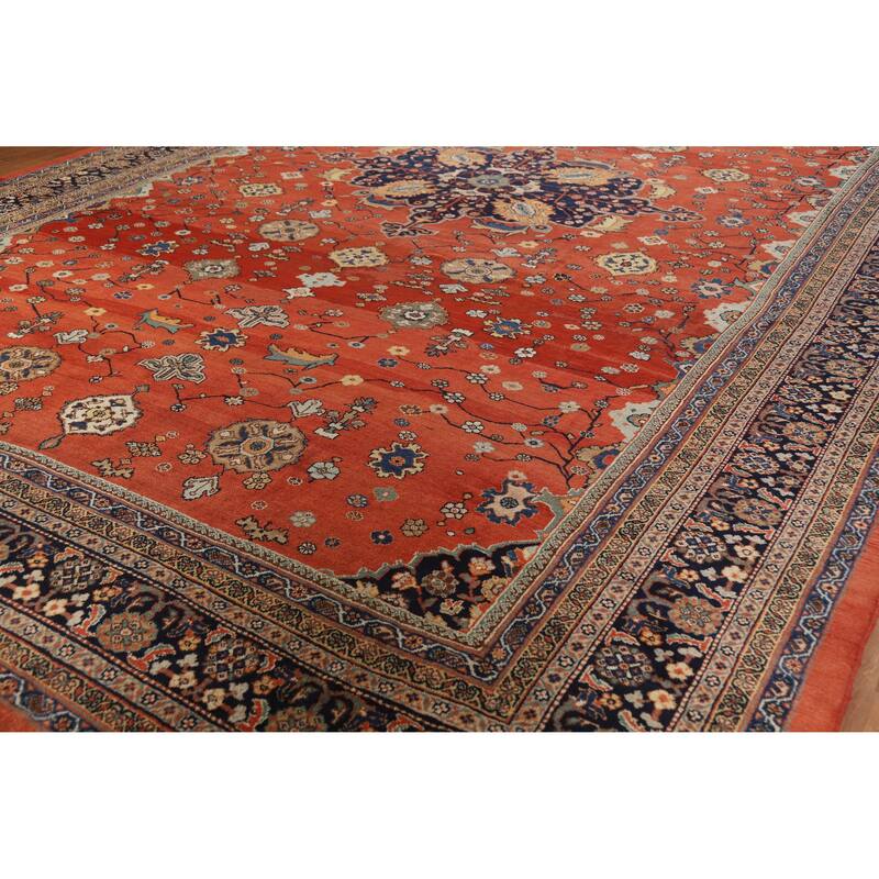 Hand Knotted Oriental 100% Wool Carpet Traditional Medallion Oranges & Rust Sultanabad Area Rug - 18' 0'' X 12' 0''