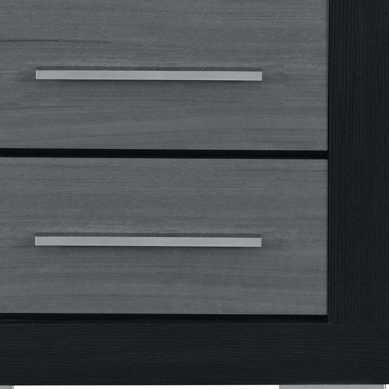HomeRoots 23" Black And Gray Wood Square Two Drawer Nightstand