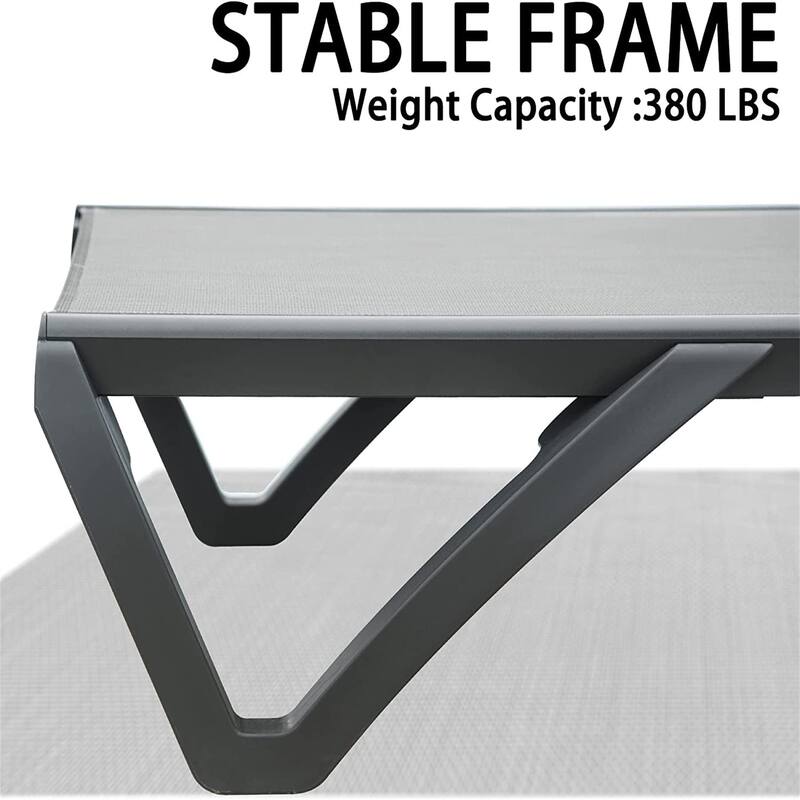 Outdoor Chaise Lounge Chair Set Adjustable Aluminum Frame with Side Table