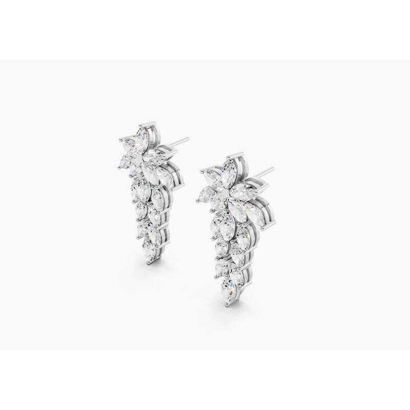 14K Gold Chandelier Marquise Lab Grown Diamond Fashion Drop Earrings 2.22 CTTW