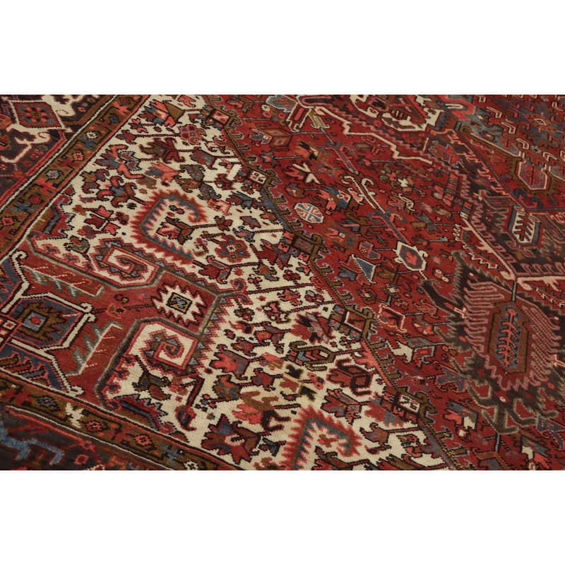 Hand Knotted Oriental 100% Wool Carpet Traditional Medallion Red Heriz Area Rug - 12' 8'' X 9' 11''