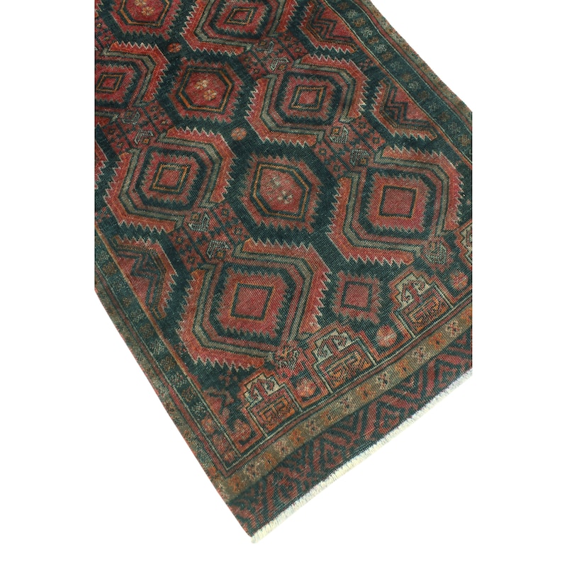 Vintage Distressed Alt. Amash Charcoal/Rust Runner - 2'11" x 5'10"