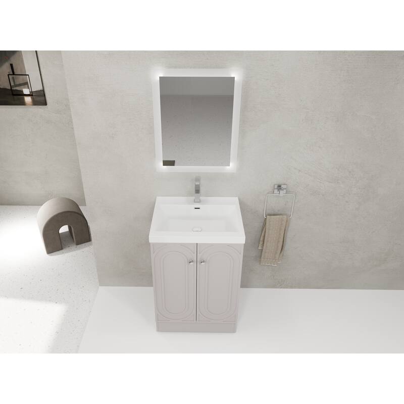 24" Freestanding Bathroom Vanity with Resin Sink